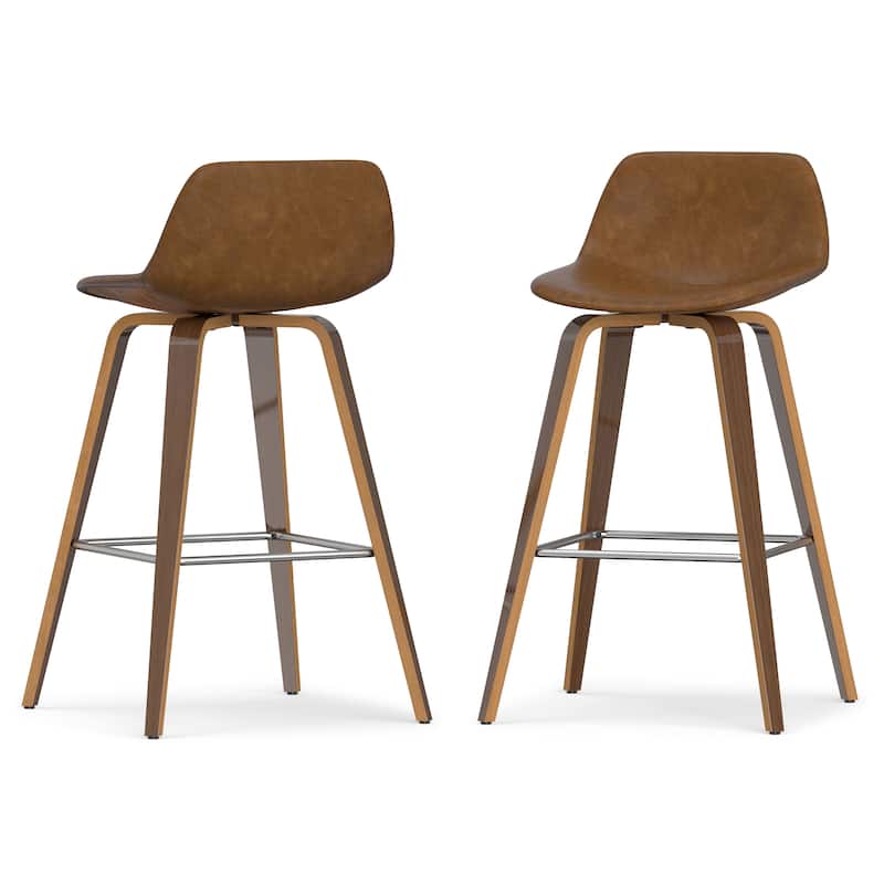WYNDENHALL Cacey Mid Century Modern Bentwood Counter Height Stool (Set of 2) - 20.7'' x 21.1'' x 36.6