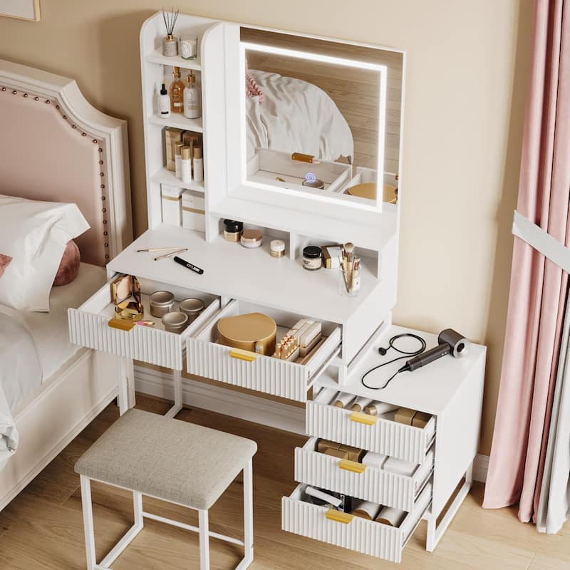Makeup Vanity Desk with Mirror and Lights