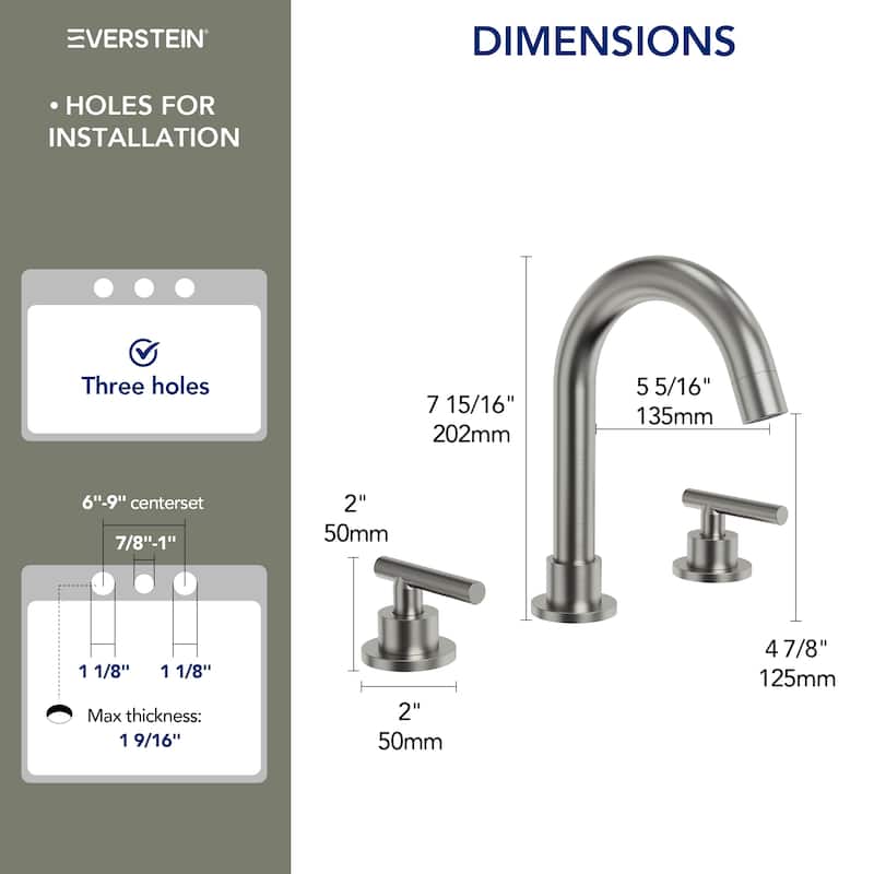 Widespread Bathroom Faucet 3 Hole, 2-Handle Bathroom Sink Faucet