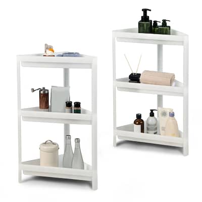 Gymax 2PCS 3 Tier Detachable Floor Corner Shower Shelf Counter Corner