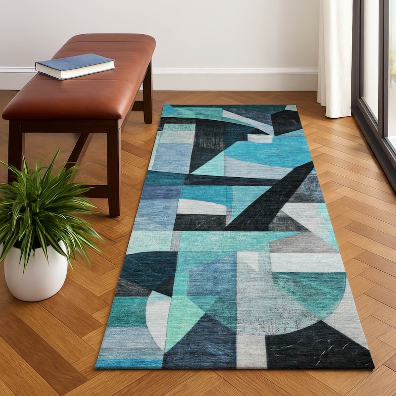 Premium Washable Super Soft Contemporary Mayfield Rug - Teal - 2'3" x 7'6"
