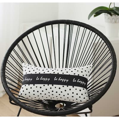 Be Happy Dots Decorative Rectangle Throw Pillow Cover