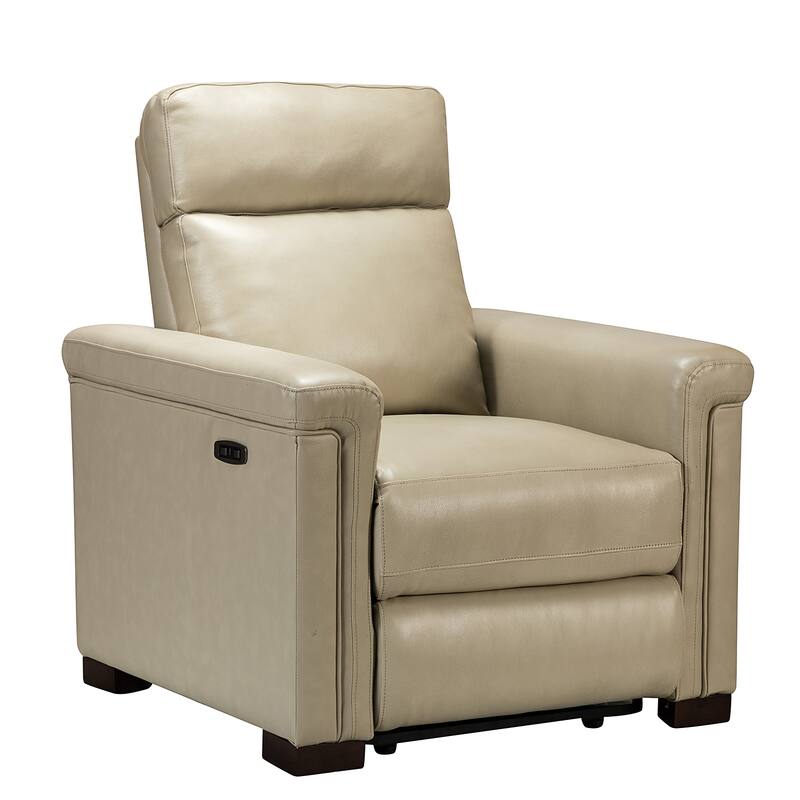 Alicia 34.65" Wide Contemporary Classic Genuine Leather Power Recliner With USB Port