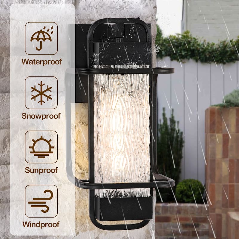 2 Pack Matte Black 1-Light Outdoor Wall Lighting Sconce Dusk to Dawn