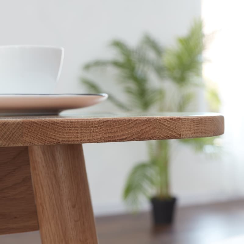 Natural solid oak round corner diagonal leg telescopic table 1.2-1.6m, for 6-8 people,NO CHAIRS