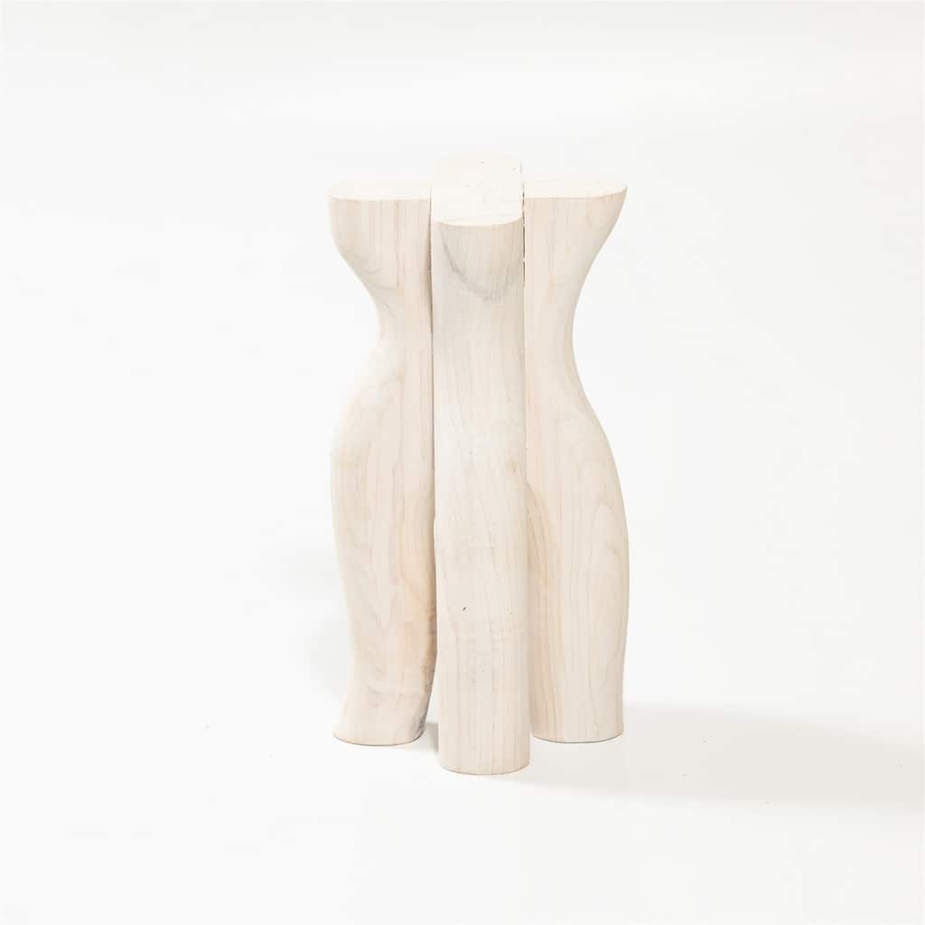 Lg Wood Pedestal White Wash Dia 6.25" & H 11" - White Wash - Medium