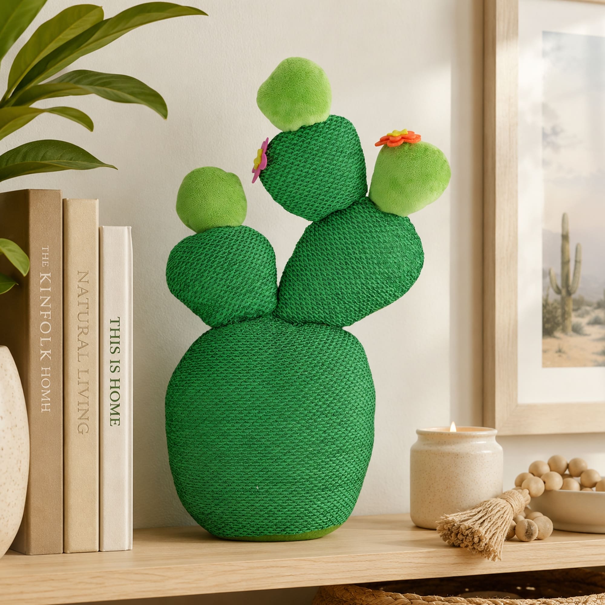 Artificial Plush Cactus Plant Decoration - 15" - Green