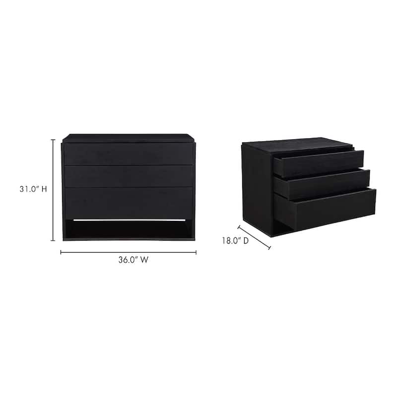 Aurelle Home Quatro Modern 3-Drawer Oak Dresser