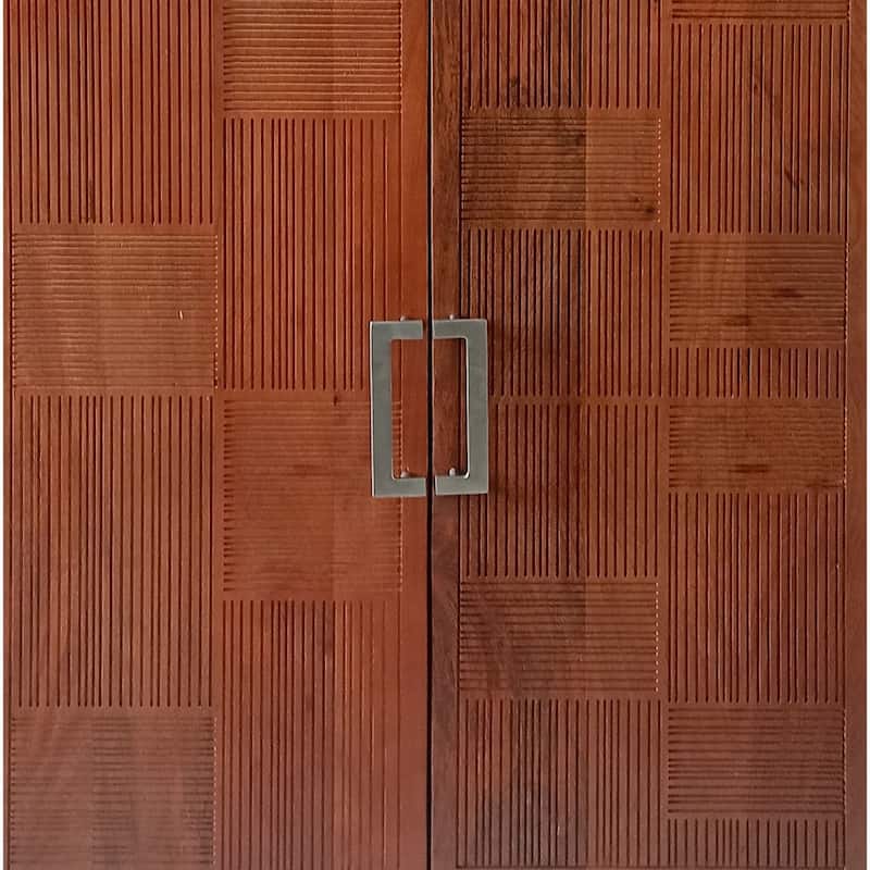 Manie 64 Inch Bar Cabinet with Inner Shelves, Mango Wood, Walnut Brown