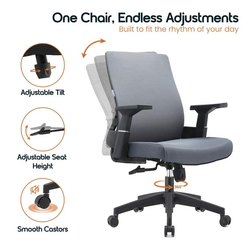 Brio Ergonomic Executive Office Conference Chair with Adjustable Height, Adjustable Arms, and Swivel Computer Home Office Chair