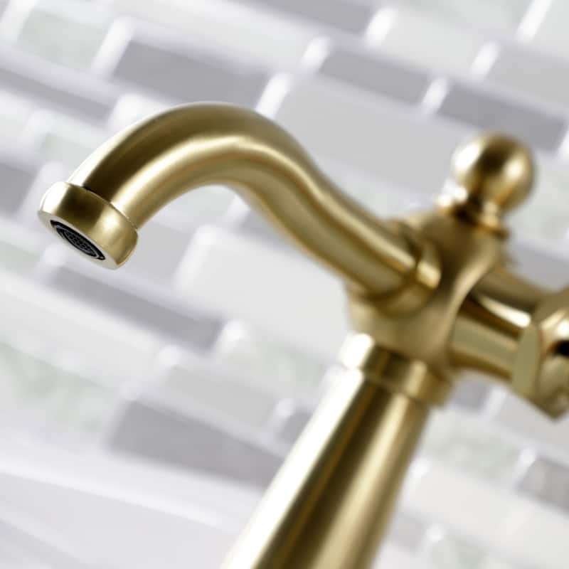 Kingston Brass Knight Single-Handle 1-Hole Deck Mount Bathroom Faucet with Push Pop-Up and Deck Plate