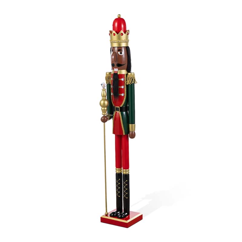 Glitzhome Wooden Christmas African King Soldier Nutcracker