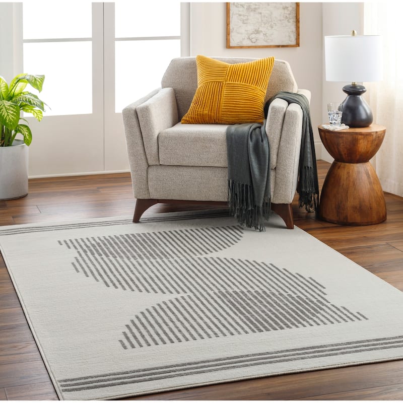 Livabliss Pisa Mid-Century Geometric Area Rug - Light Grey - 7' 10" x 10'