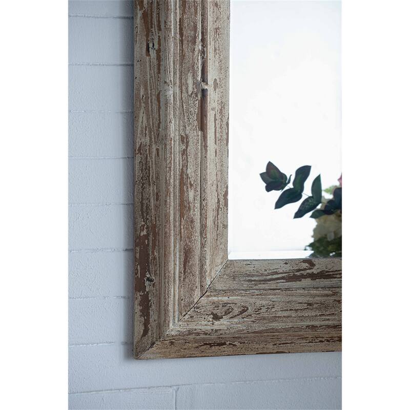 Rectangle Wall Accent Mirror with Distressed Wood Frame