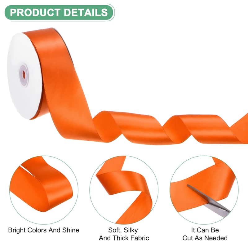 Satin Ribbon 50 Yards 1-1/2" Wide Polyester Fabric Ribbon Decoration - Orange
