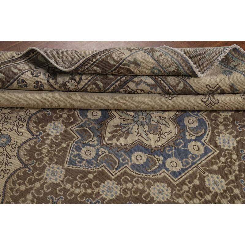 Medallion Tabriz Persian Square Area Rug Hand-Knotted Wool Carpet - 9'2"x 9'6"