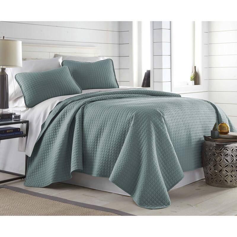 Oversized Solid 3-piece Quilt Set by Southshore Fine Linens - Steel Blue - Twin - Twin XL