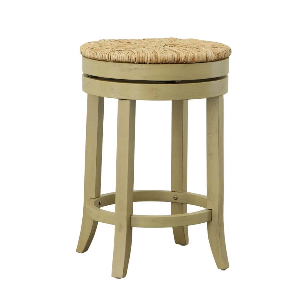 The Curated Nomad Aragon Rush Seat Swivel 24-inch Counter Stool