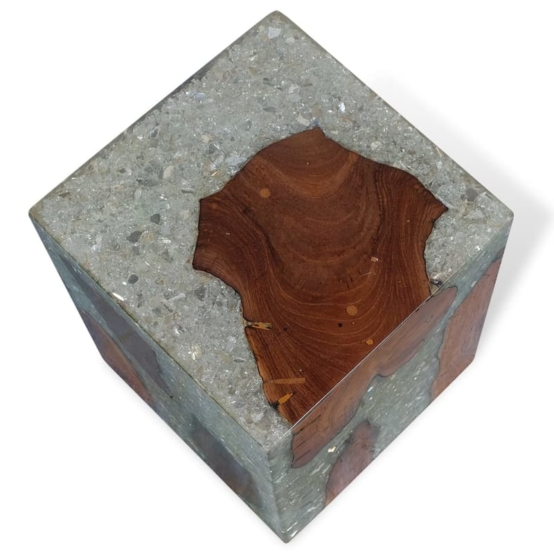 vidaXL Solid Teak Wood Stool, Small Side Table, Multicolor - 11.8" x 11.8" x 15.7"