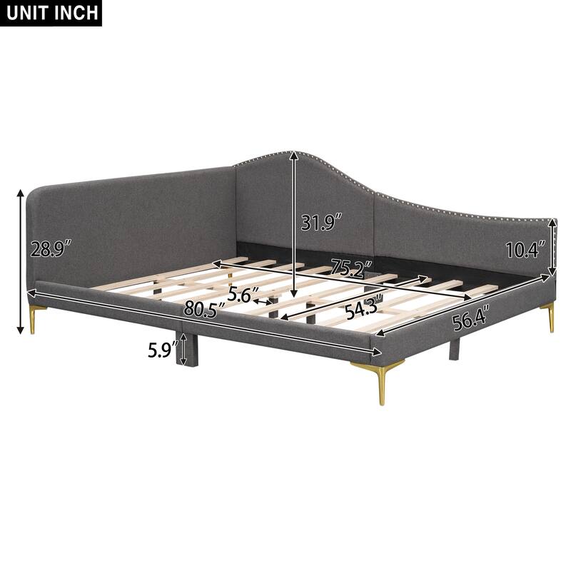 Modern Upholstered Daybed with Headboard and Armrest