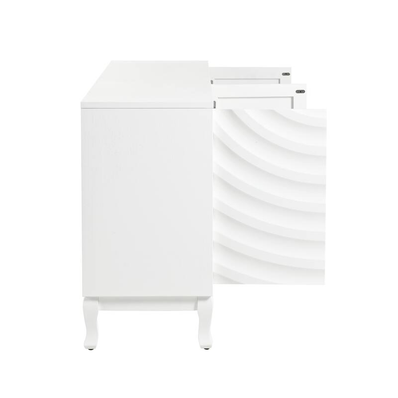 Modern Elegant Sideboard with 4 Doors, Height Adjustable, for Study, Entryway, and Living Room, White