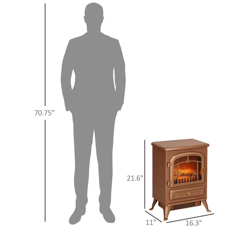 18"/22" Electric Fireplace Heater, Freestanding Stove with LED Flames, Overheating Protection, 750W/1500W, White/Red/Gray/Brown