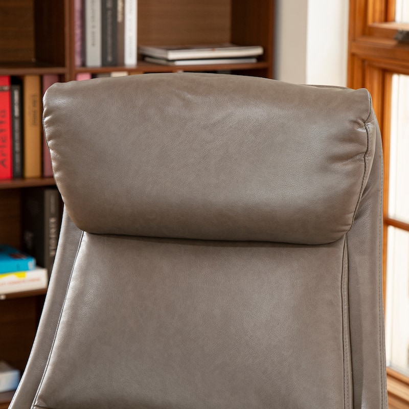 Glitzhome 48-inch Mid-century Adjustable Swivel Faux Leather Office Chair