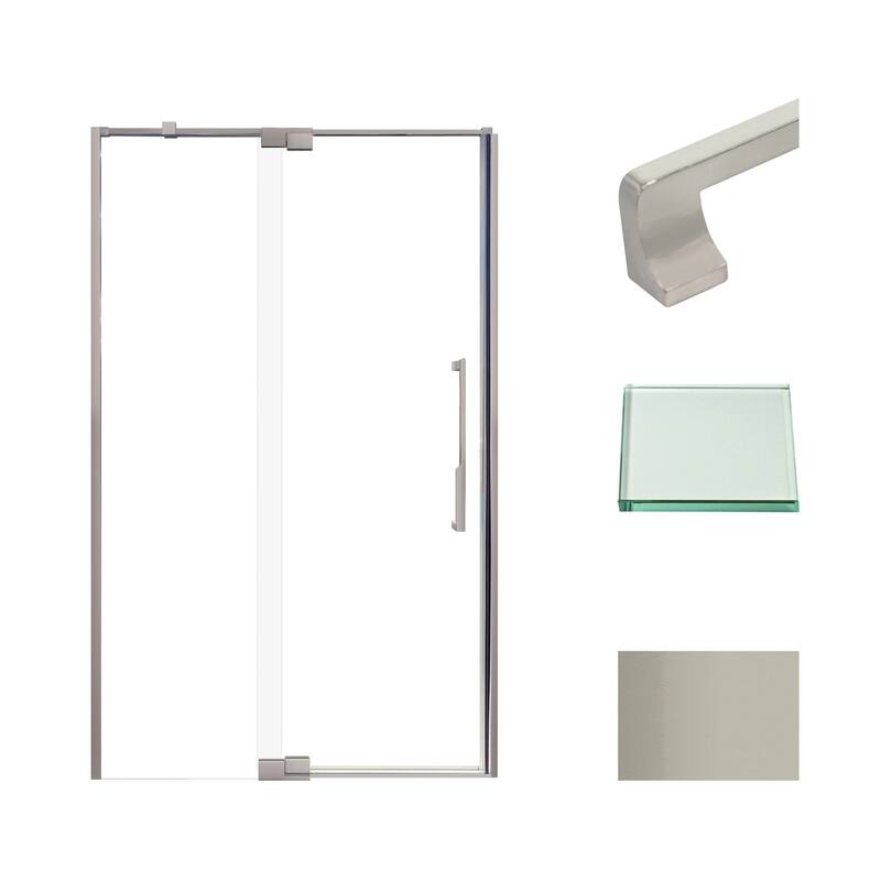 Transolid IPD487610C-J 76" High x 48" Wide Pivot Semi Frameless Shower - Brushed Stainless