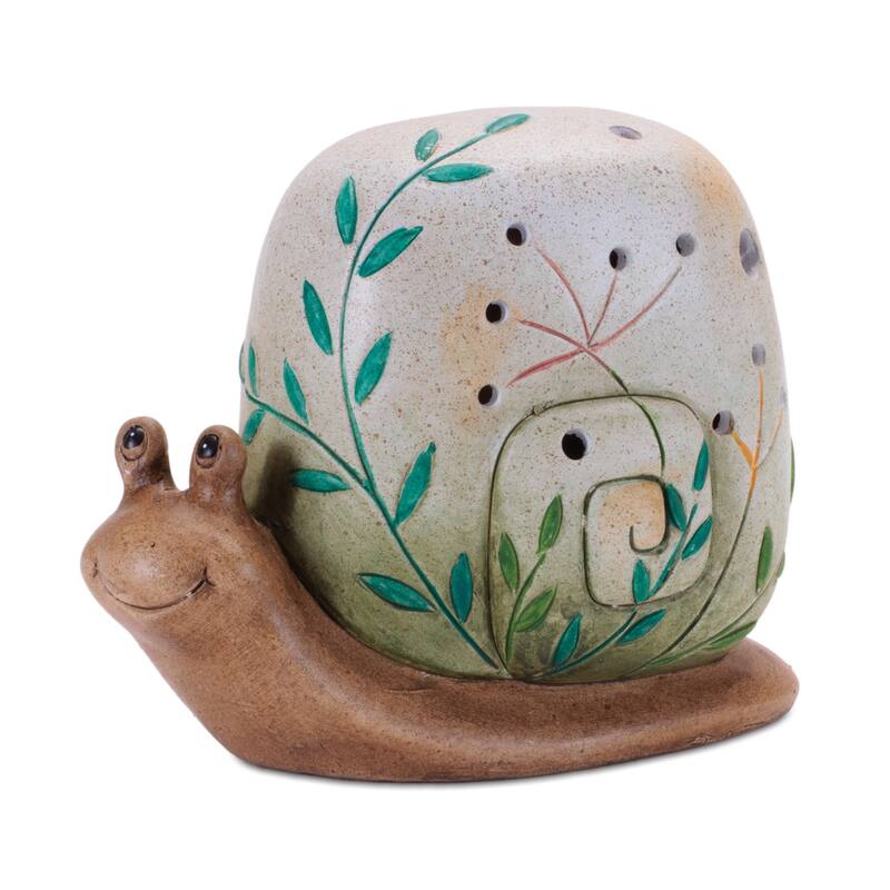 Terracotta Frog and Snail Figurine Decorations - 7.5" - Set of 2