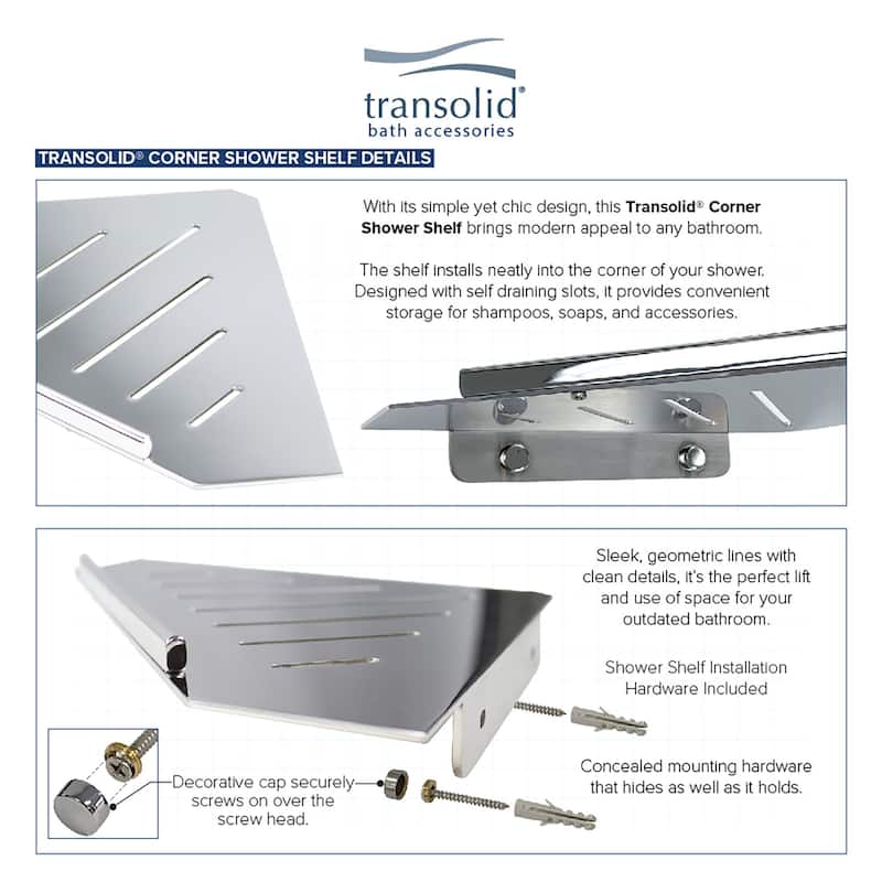 Transolid K-SS17-SSC Shower Shelf Kit - 17-in Shower Shelf and 2 Corner shelves - 17x4.45x0.78