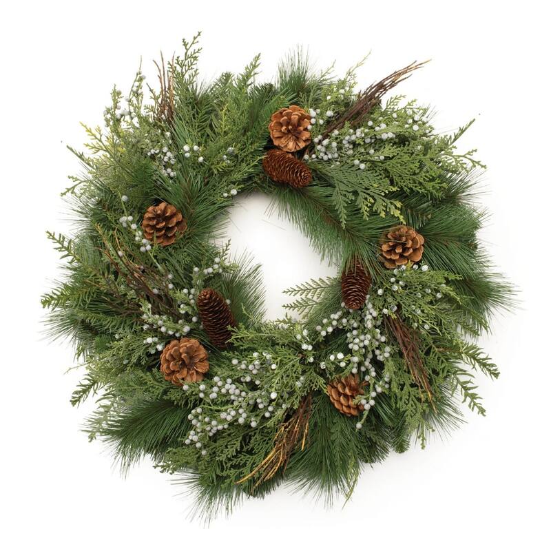 HomeRoots 25" Green And Brown Christmas Pine Artificial Wreath