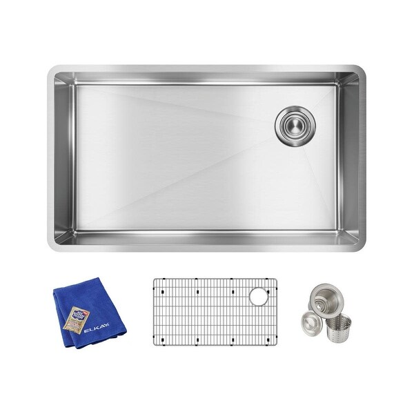 Elkay ECTRU30179RTC Crosstown 31-1/2" Undermount Single Basin Stainless Steel Kitchen Sink with Sound Dampening