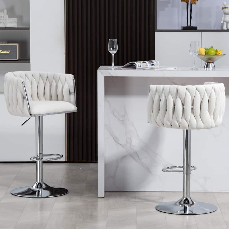 360° Fabric cover Swivel Bar Stools Set of 2