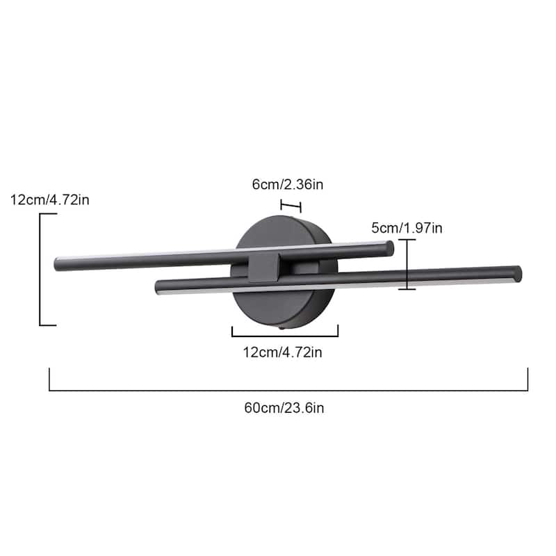 Minimalist 2-Light Dimmable LED Vanity Light Linear Metal Wall Sconce