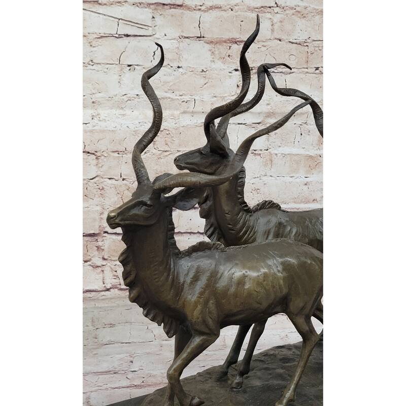 Kudu Antelope Family Gazelle African Deer Bronze Sculpture Figurine Statue