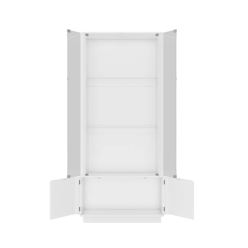 Modern Kitchen Cabinet Wine Bar Buffet with White Light & USB Port