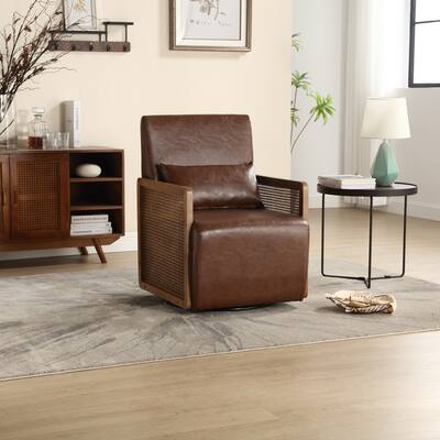 Coolmore Modern Accent Chair with Swivel Base and PU Leather Upholstery - 26.77 x 24.02 x 33.86