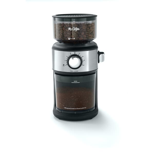 slide 2 of 8, Mr. Coffee 18 Cup Automatic Burr Grinder with Removable Bean Hopper