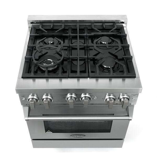 Shop Commercial Style 30 In 3 9 Cu Ft Gas Range With 4 Italian Burners Convection Oven In Stainless Steel Overstock 27300516