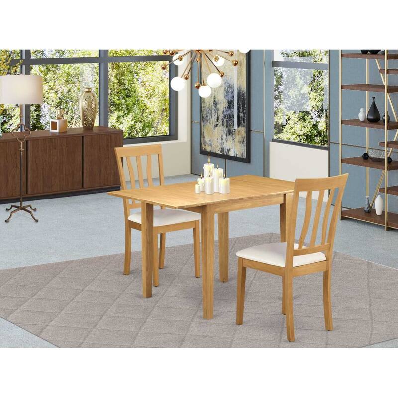 HomeStock 3-Piece Natural Brown Oak Finish Solid Wood Top Dining Table Set