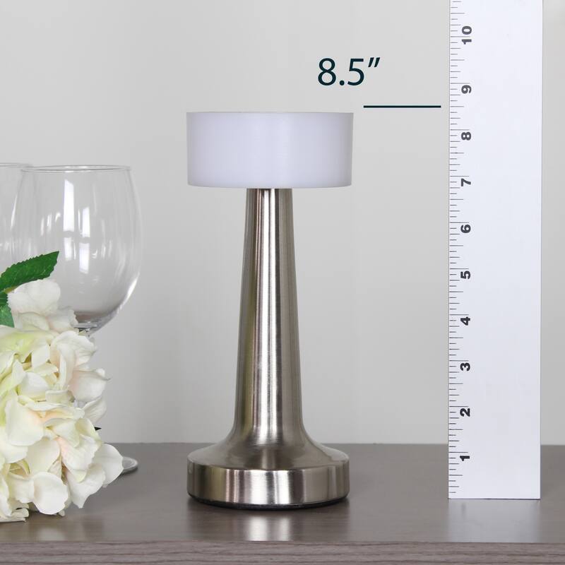 LED Metal Saucer Mini Touch Sensor Desk Lamp - 8.5" - Silver