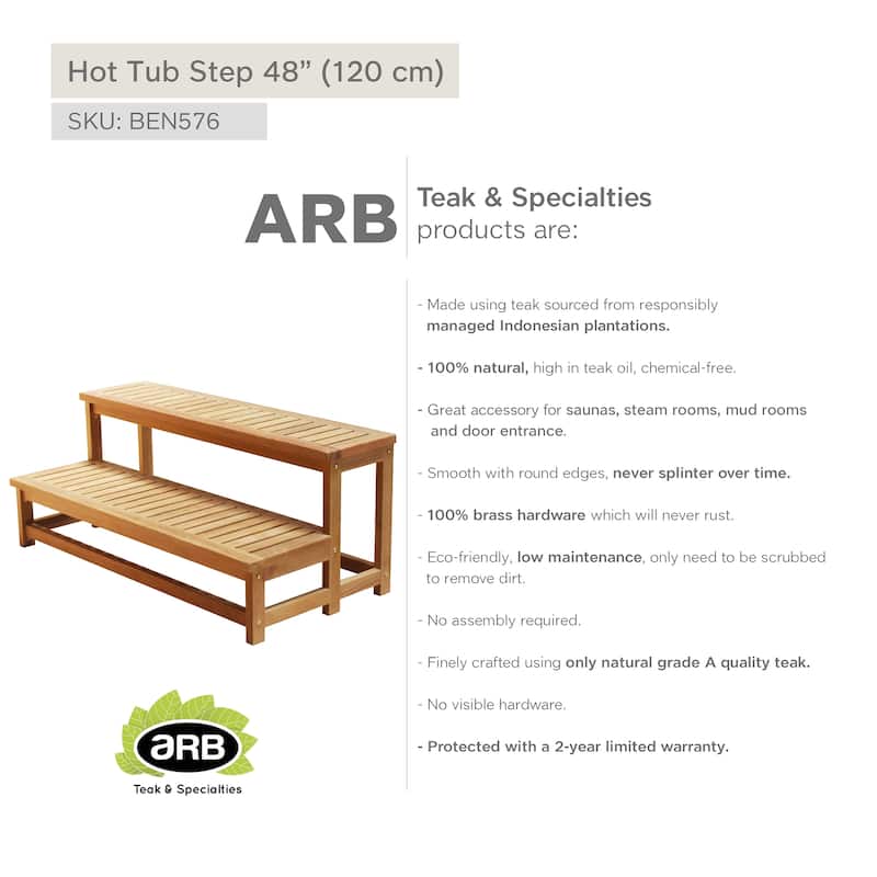 Teak Hot tub step 48" (120 cm)