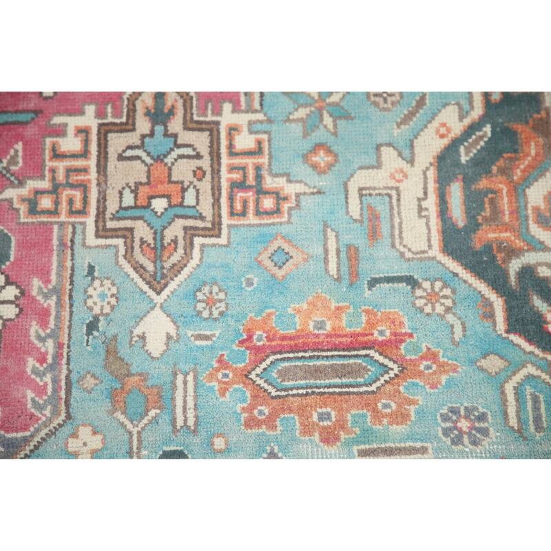 Hand Knotted Oriental 100% Wool Carpet Traditional Medallion Pink Tabriz Area Rug - 13' 0'' X 9' 6''