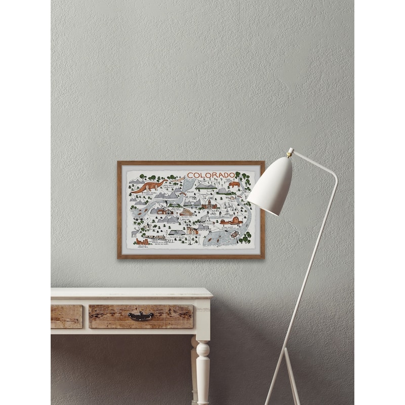 'Colorado Map Destinations IV' Framed Painting Print