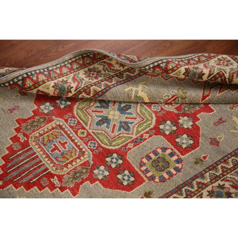 Kazak Oriental Accent Rug Hand-Knotted Grey Wool Carpet - 3'2"x 5'0"