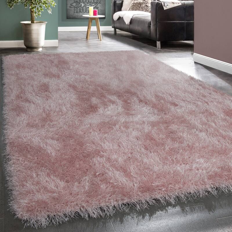 Soft Shag Rug For Bedroom & Living-Room Glossy Yarn - 2'8" x 9'10" - Pink