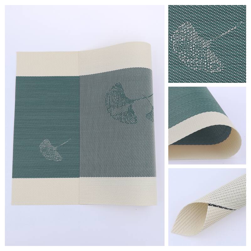 Set of 6 PVC Placemats for Kitchen Dining Table Decor Heat Resistant Table Placemats Wipeable Table Mat - 18*12in - Green