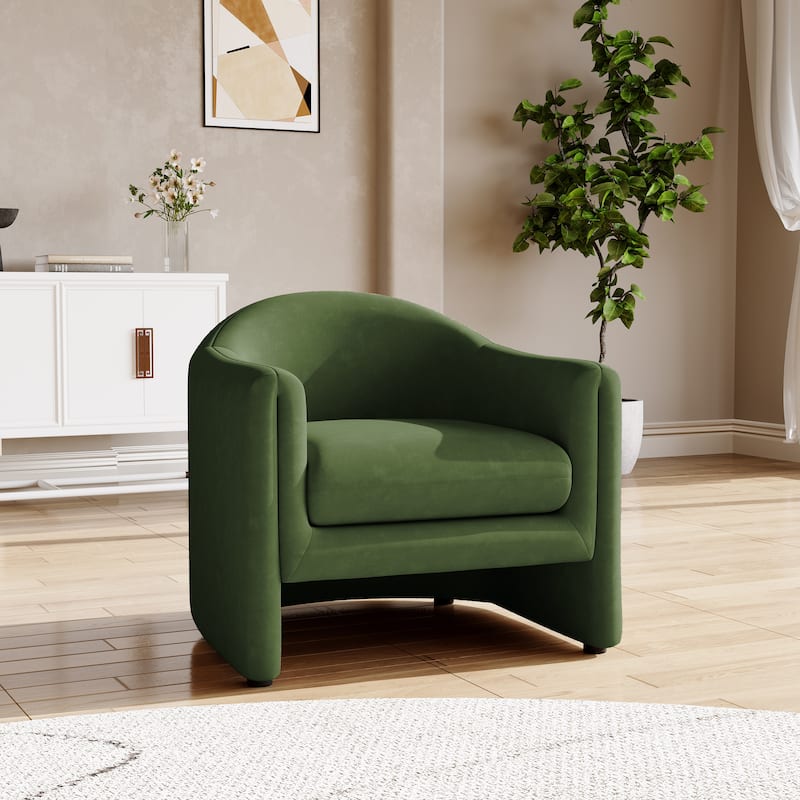 32.3" Wide Upholstered Barrel Boucle Velvet Accent Chair