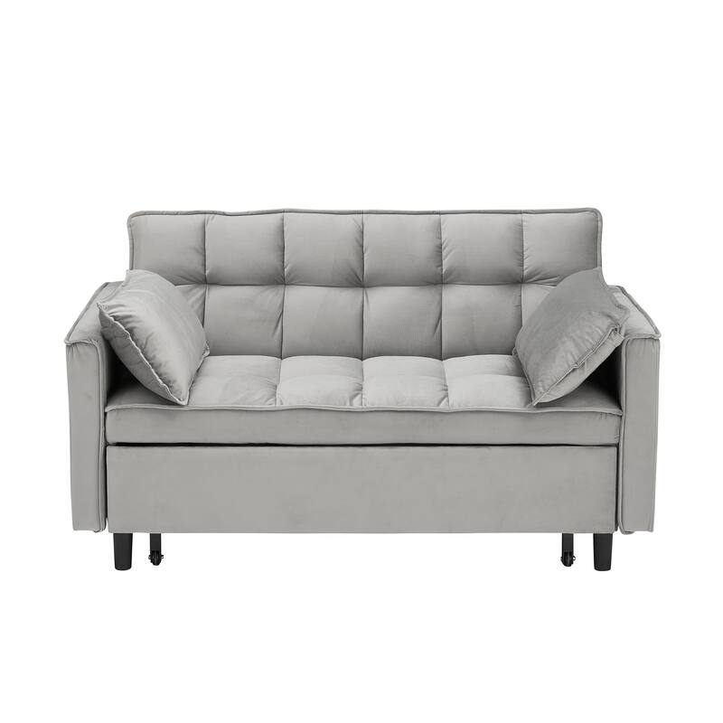 55" 3-in-1 Double Pull-Out Sofa Bed for Living Room