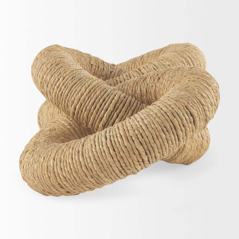 Alize Cotton Rope Wrapped Solid Wood Circular Chain Link Decorative Object - 14.0L x 11.0W x 8.0H